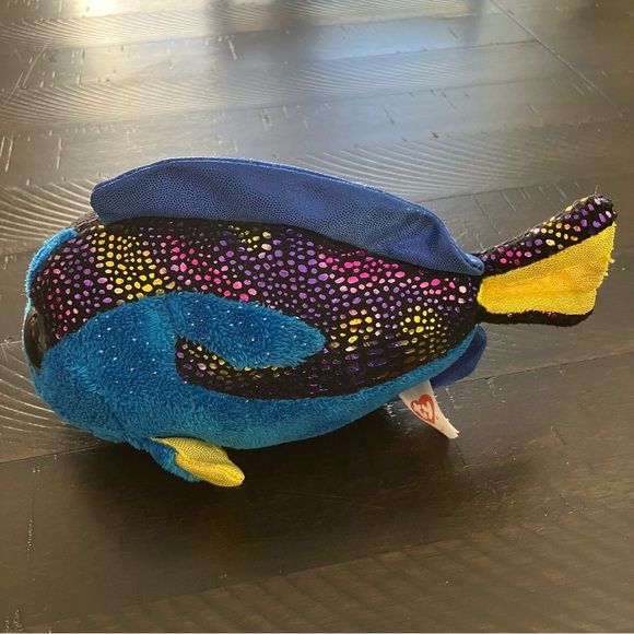 3/$18 - Ty Beanie Boos | Aqua the blue fish stuffed animal - Picture 4 of 6